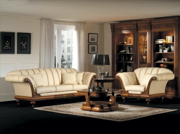 biela sedacia súprava drevená konštrukcia