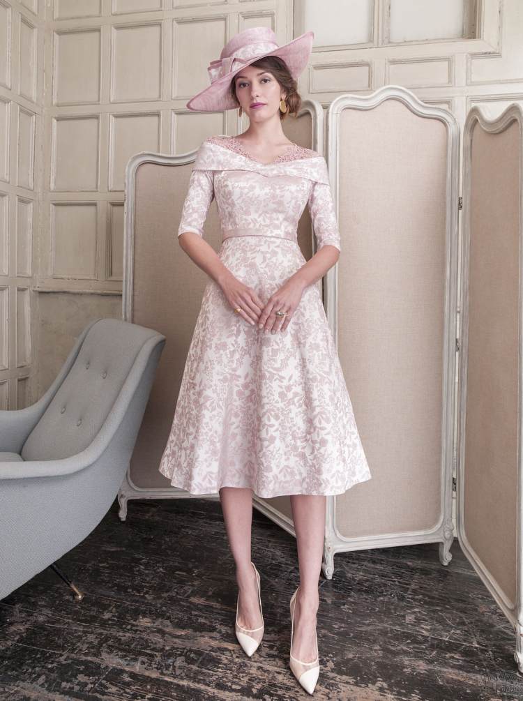 šaty matka nevesty bez ramena rukáv klobúk široká sada saténová stuha