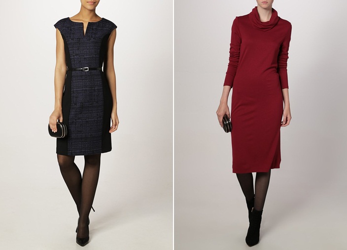 čierne pančuchové kokteilové šaty objímajúce postavu Pančuchové koktejlové šaty jesennej módy objímajúcej postavu