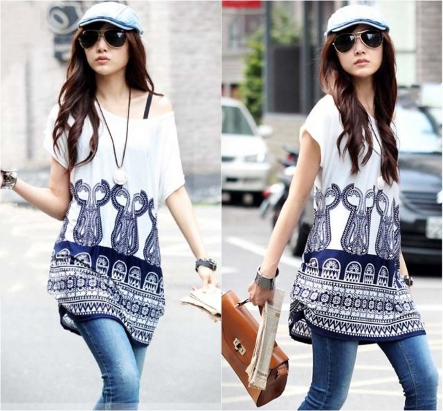 Džínsy-topy-tunika-šaty-klobúk-leto