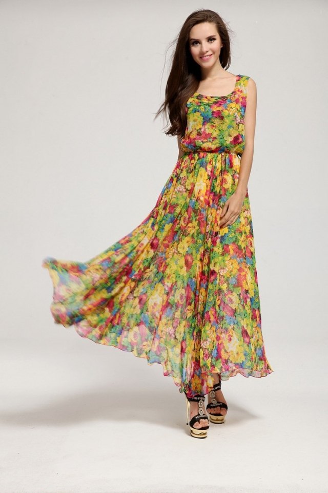 letné šaty-dlhé-krásne-ženy-dlhé-vlasy