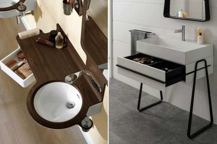 malé-kúpeľne-dizajn-drez-hnedé-nohy-kovová zásuvka