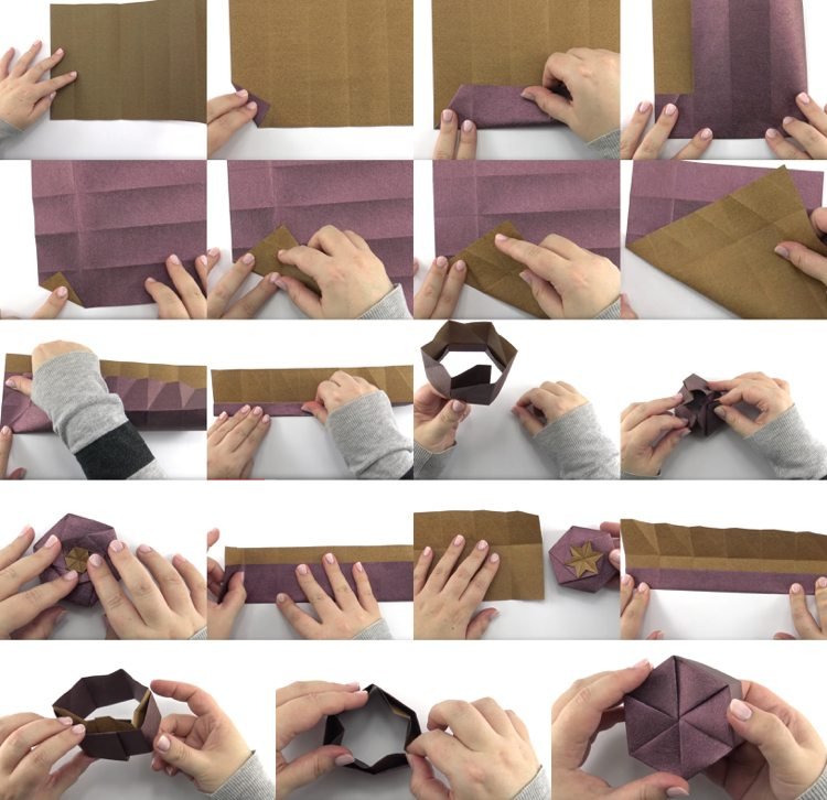 Krúžkový obal drotár origami box skladací návod