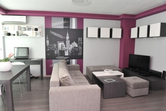 Tapeta hranice fialová nápady na dekoráciu steny obývacia izba šedá Sada okrajov purpurovej nástennej dekorácie pre obývaciu izbu