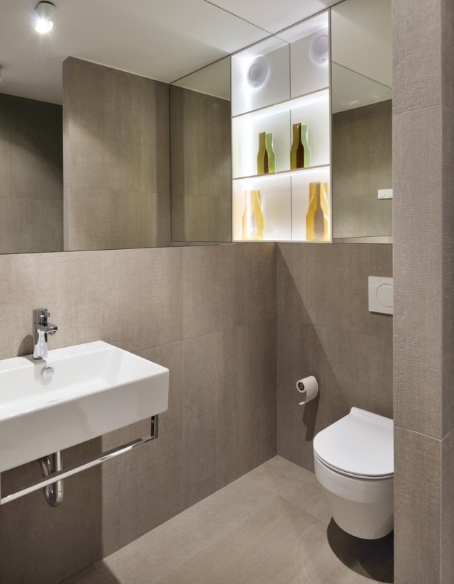 neutrálne farby moderný dizajn vstavané LED osvetlenie zrkadlo