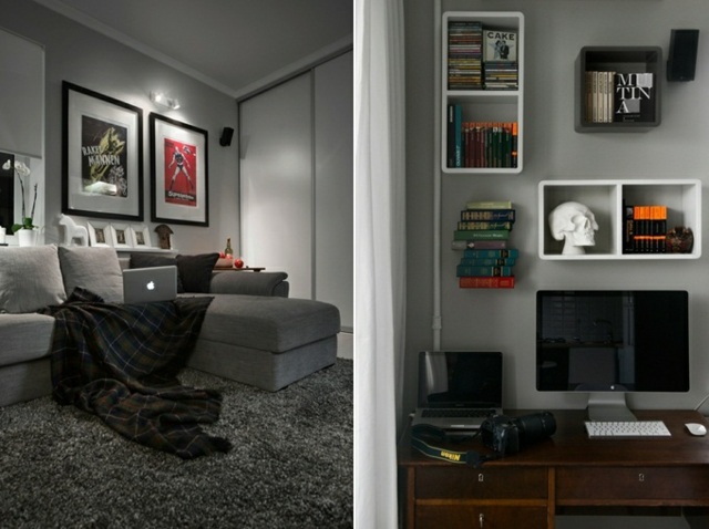 Stôl, počítač, obývačka, zobrazenie plagátov Plagáty do obývacích izieb vystavujú osvetlenie rámov obrazov