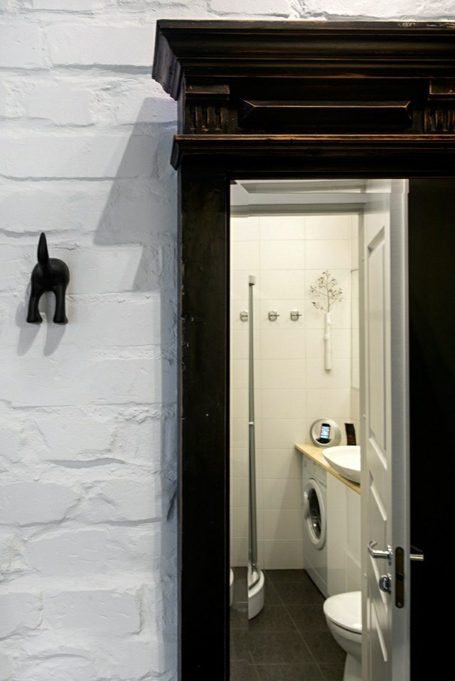 Dom chodba tvar práčka kúpeľňové zrkadlo Chodba dizajn práčka kúpeľňa biela