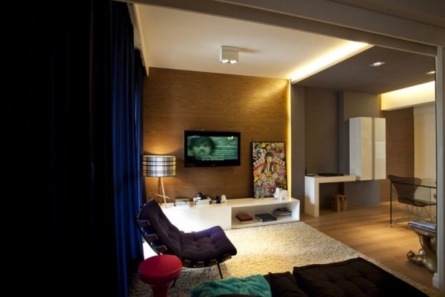 Trendy v bytovom vybavení Leopoldo Otvorený charakter Lesklý pultový TV nábytok Obklad na stenu