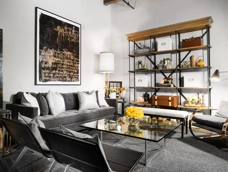 Obývačka-moderne-zariaďovanie-nástenné-poličky-kovové