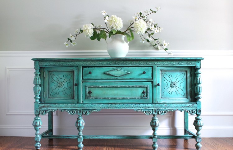 Shabby Chic urobte to sami-komoda-tyrkysová-farba-starožitnosť