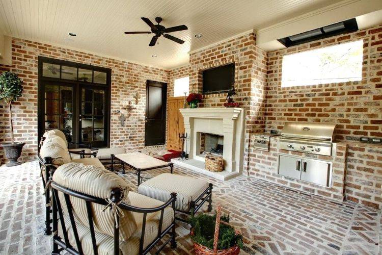 moderný dizajn slinku tehlová terasa varenie