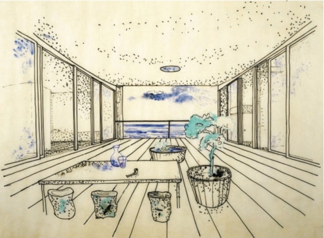 skica charlotte perriand modelovaná po dovolenkových domoch