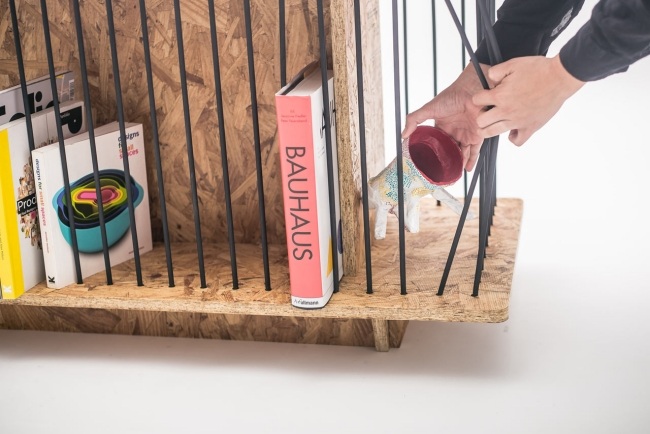 Kombinovaný nábytok úložný priestor knižnice stolová doska OSB-panely-drevo