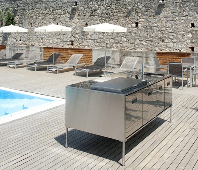 vonkajší kuchynský ostrovček z nehrdzavejúcej ocele artusi arclinea