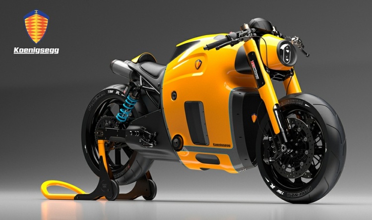 Motocykel Koenigsegg pozostáva z farebnej kombinácie žltej a šedej dizajn motocykla koenigsegg burov art yellow