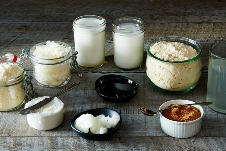 kokosový olej-kokosové mlieko-kokosová voda-kokosová múka