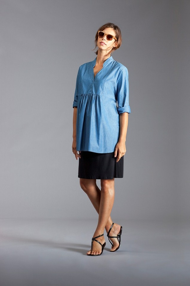 tehotenská tunika svetlo modrá módna dámska sukňa čierna