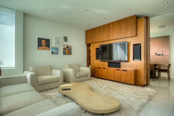 Drevené panely-obývačka-moderná interiérová dekorácia