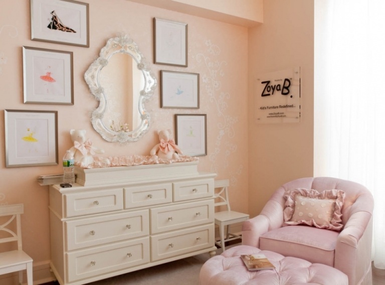 Ružová komoda v ošúchanom elegantnom štýle do detskej izby Dresser-shabby-chic-white-spice-up nápady