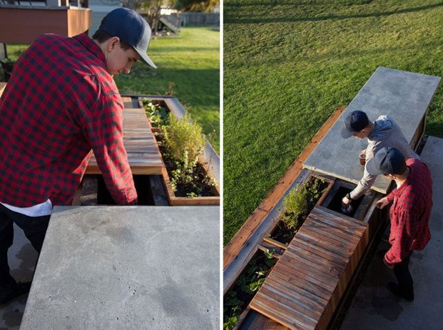 multifunkčný lavičkový záhradný betónový základ good design-colective-2611 multifunkčná lavičková záhrada dobrý dizajn kolektívny projekt vonku