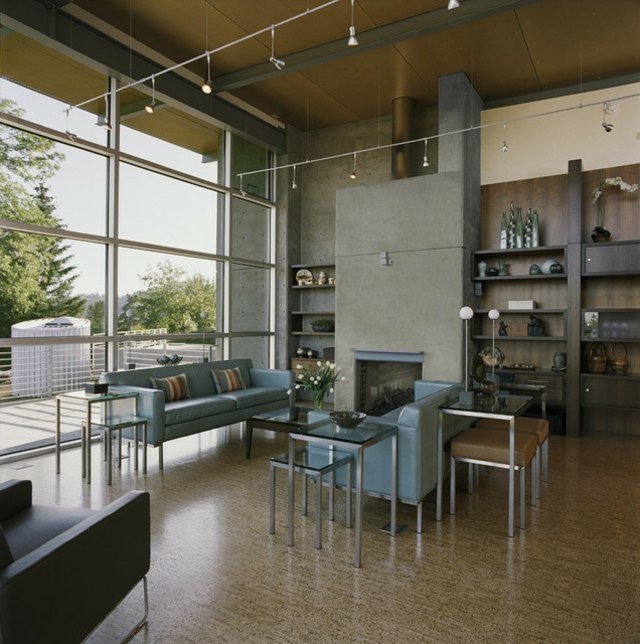 Obývacia izba Korková podlaha nápady materiál nenáročný na starostlivosť Nápady na korkové podlahy, materiál, ktorý sa ľahko ošetruje, a ekologické náklady na elektrickú energiu šetria vykurovanie