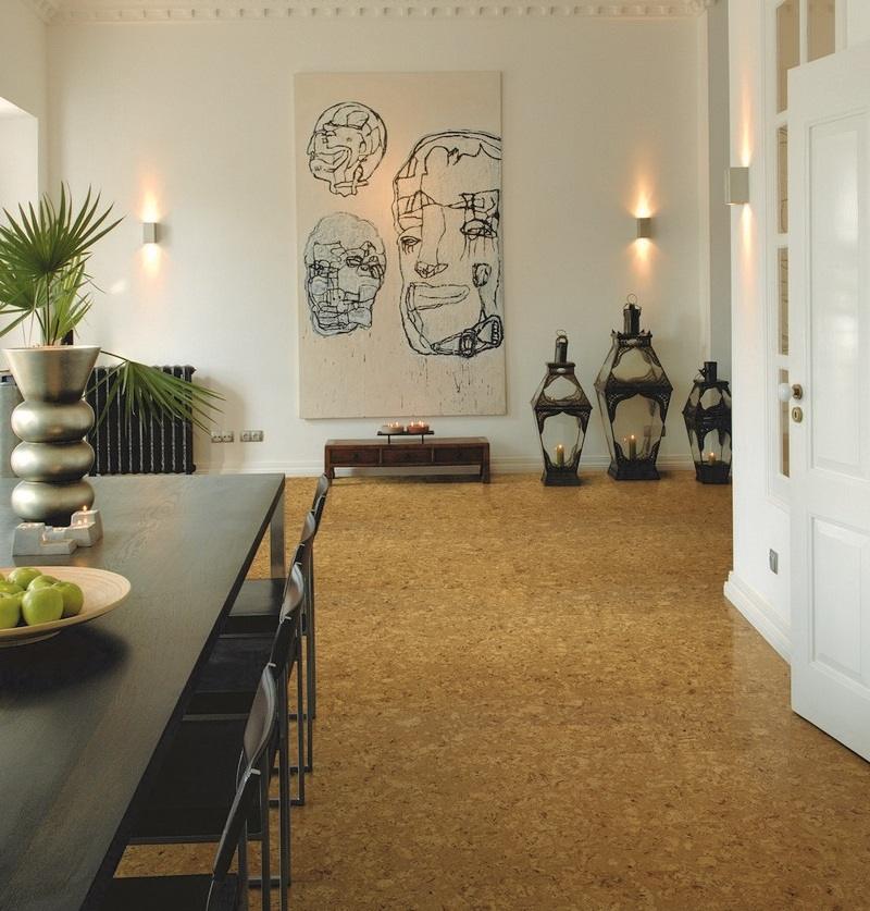 Korkové kladenie-nápady-moderné-jedáleň-zariadenie