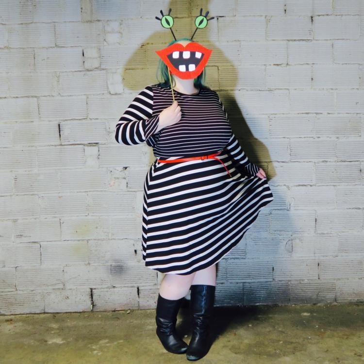 oblina príšera diy maska ​​šaty čierne biele karnevalový kostým xxl dámy