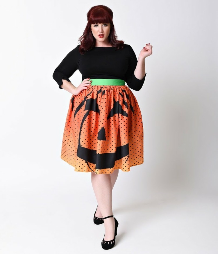 halloween kostýmy xxl dámska top sukňa tekvicová tvár