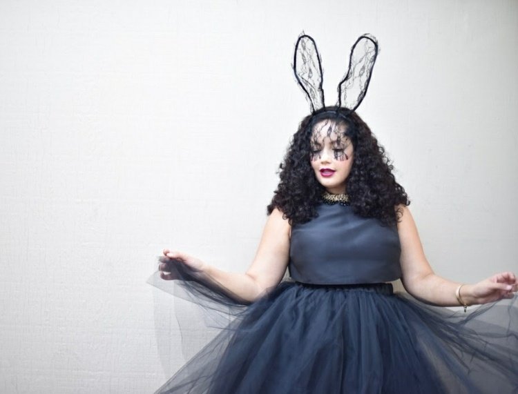 kostýmy xxl dámske elegantné šaty tutu zajačie uši bodové čierne