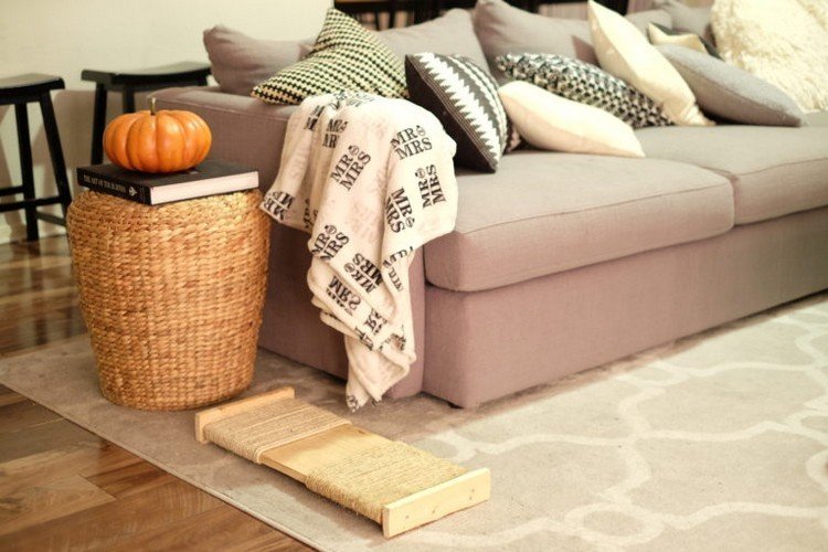 škrabadlo na nábytok, škrabadlo na mačky, drevo, sisalová šnúra