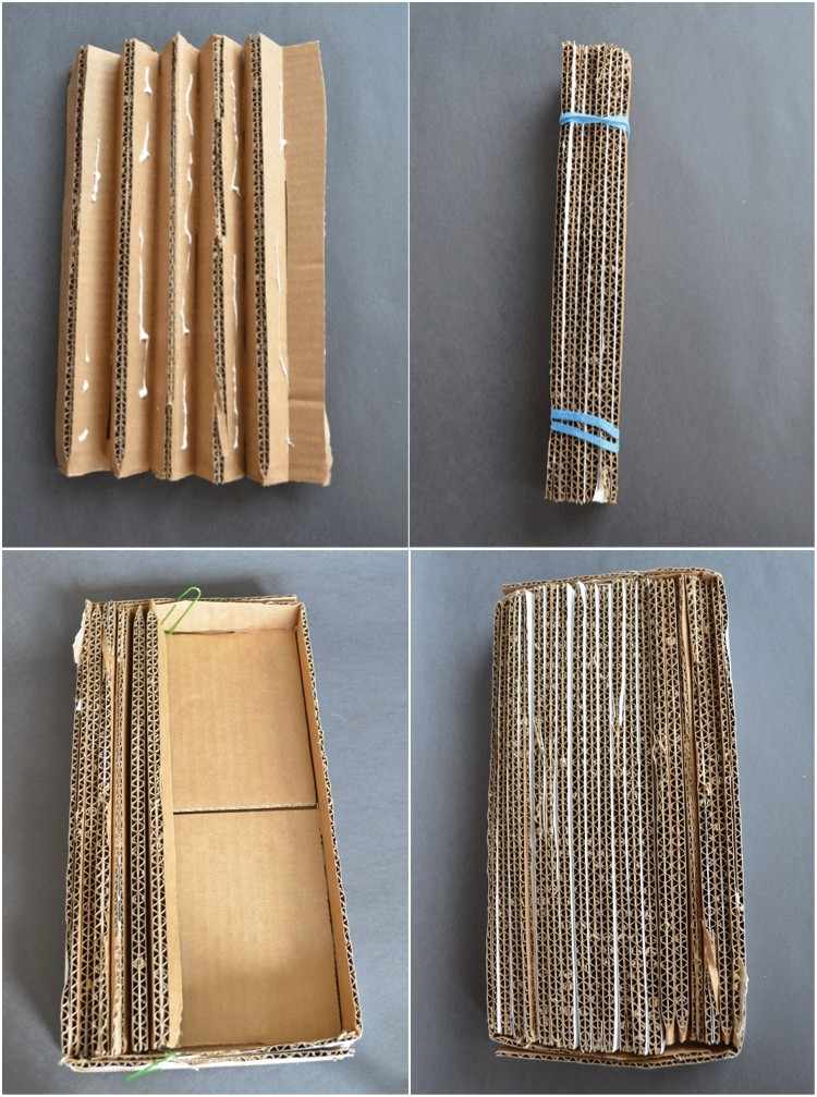 jednoduchý škrabací nábytok pre mačky z vlnitej lepenky