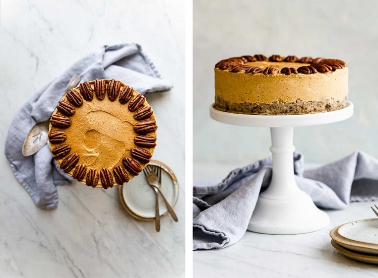 Tekvicový tvarohový koláč bez pečenia recepty na rýchle pečenie vegánske dezerty