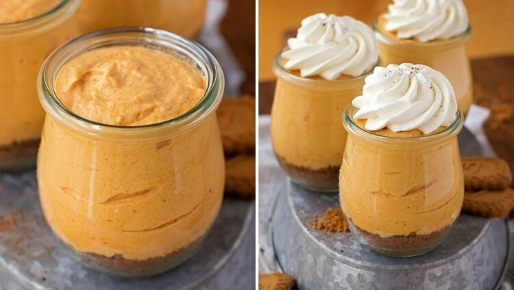 Tekvicový tvarohový koláč v pohári rýchle dezerty bez pečenia