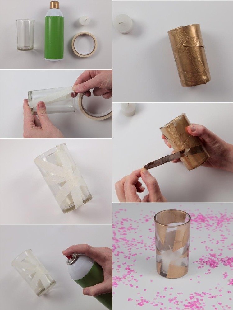 doma-zdobenie-nápadov-urob si sám-málo-peňazí-dieta-váza-striekanie páskou