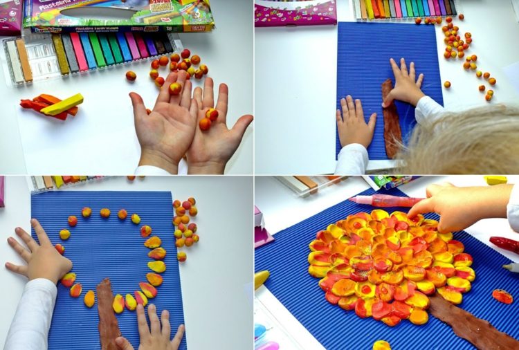 Návod na miesenie s deťmi na jeseň - krásny jesenný obrázok so stromčekom