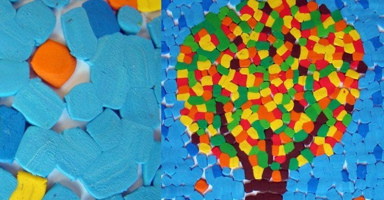 Na jeseň s deťmi hniesť mozaikový obrázok - jednoduchý návod pre malých aj veľkých