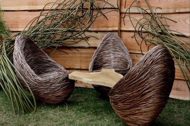 pletený nábytok pre vonkajšie vŕbové prúty rustikálny dizajn bočného stolíka