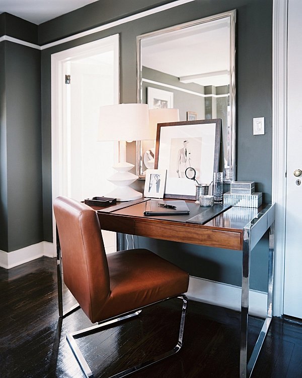 drevené kožené kreatívne nápady na zariadenie študovne