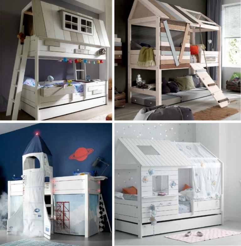 kreatívne detské postele dobrodružná hradná chata dizajn originálna mat