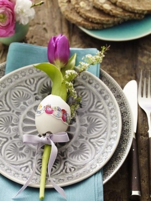 nápady na veľkonočné dekorácie do vázy z tulipánu z vaječnej škrupiny