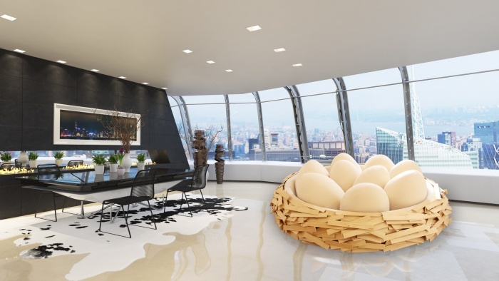 kreatívne sedenie, príklad: loft vtáčieho hniezda