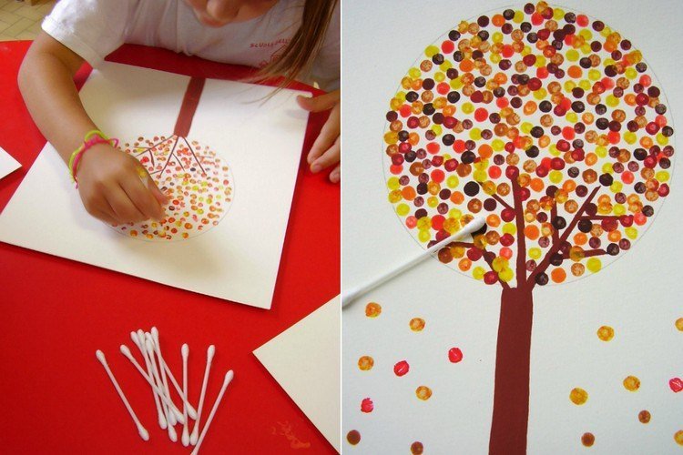 Maľovanie s deťmi technikou kreslenia tampónom-vatové tyčinky