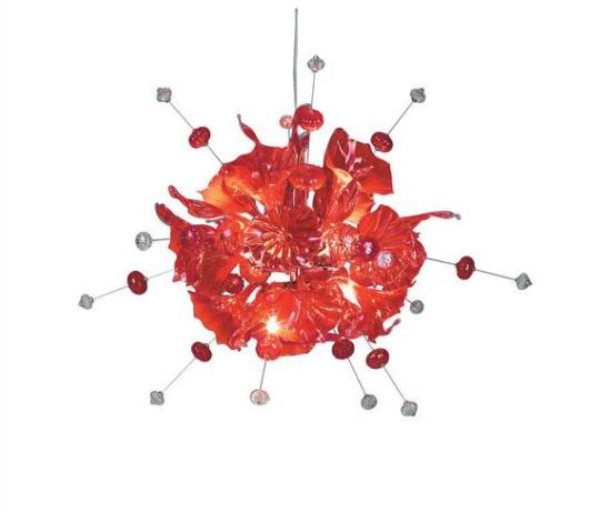 Lustrový sklenený luster v červenom prevedení Bsweden