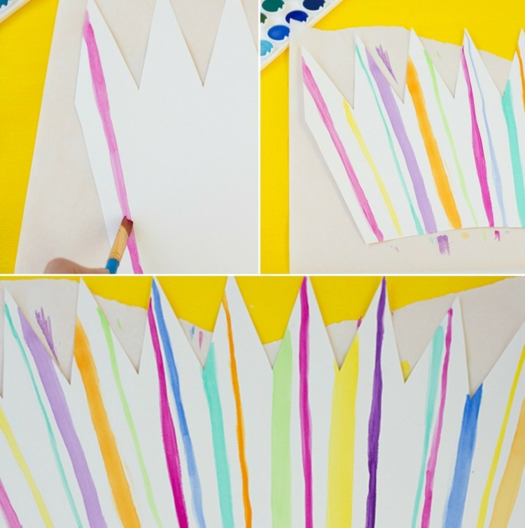 korunovanie-pokyny-maľovanie-farebné-pruhy-štetec-akvarel