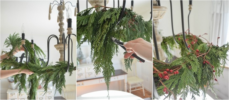 lustrová dekorácia vianočné prírodné materiály urobia rovnaké pokyny