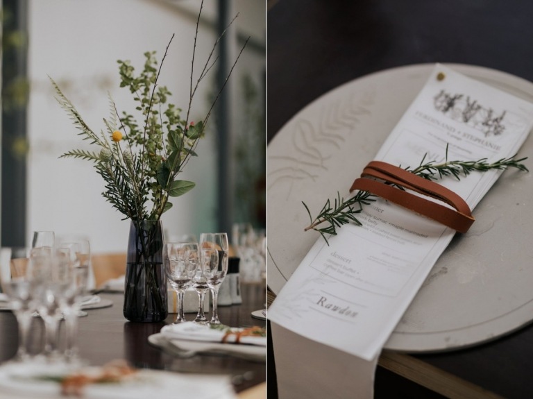 Svadobné jesenné puristické kvetinové úpravy šípky