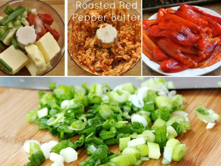 Vlastnoručne urobená bylinka-maslo-pečená-paprika-jarná cibuľka-maslo