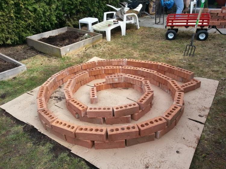 Bylinné špirály-kladenie tehál-aranžovanie-stavanie-bylinkových slimákov-návod