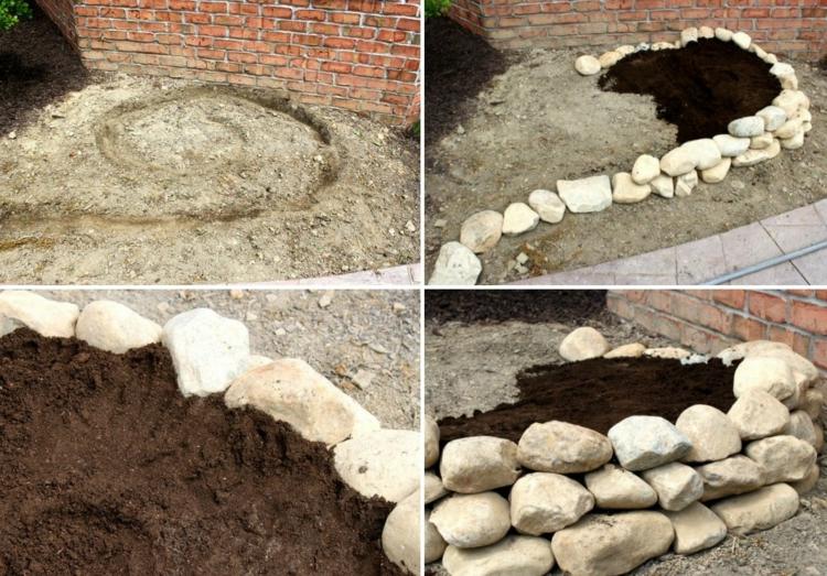 stavba bylinkovej špirály korenie slimák-jednoduché-stavanie-návod-kamene