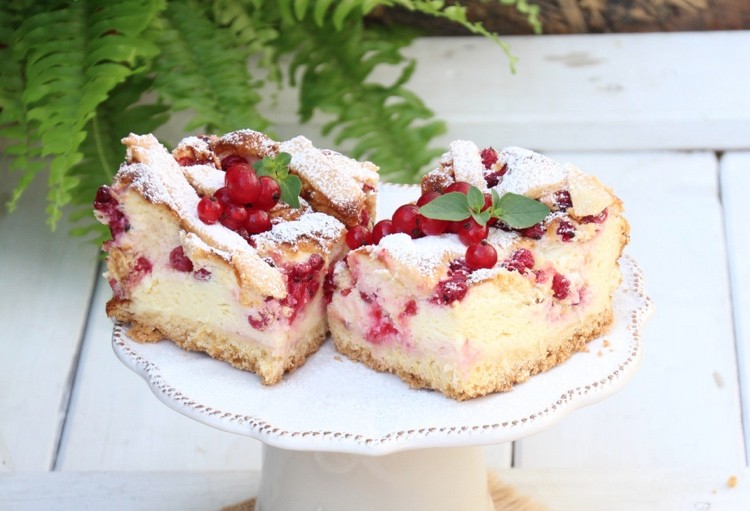 Jogurtový cheesecake s ríbezľami z plechu